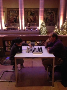 Eric and Otto playing a game of chess in the PMA.