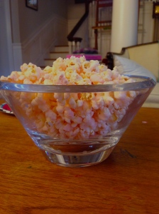 Pink Pop Corn for the party.  Very sweet and lots of fun.