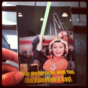 Geek parents that we are, these are Otto's valentines we made with him