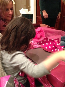 Mette opening birthday gifts in Northbrook
