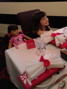 Mette on her lunch date with her new American Girl doll