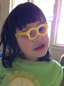 Look mommy, I have glasses like daddy!